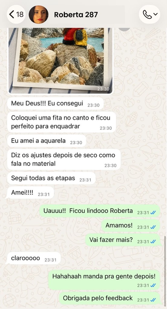 Depoimento de cliente no WhatsApp